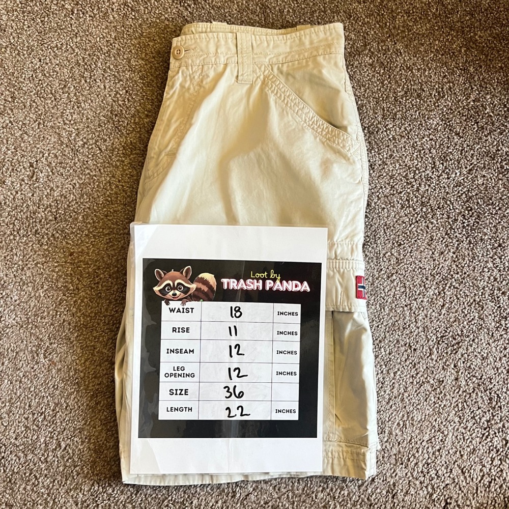 Napapijri Geographic Mens Khaki Beige Cargo Shorts Pockets Casual Size 36 0589 - Picture 3 of 8